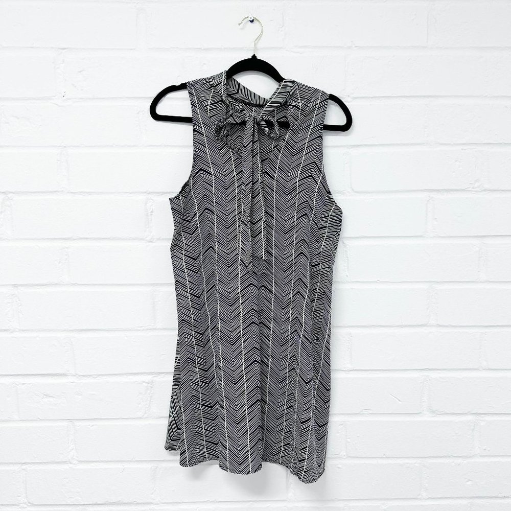 Brandless Striped Dress with Neck Bow